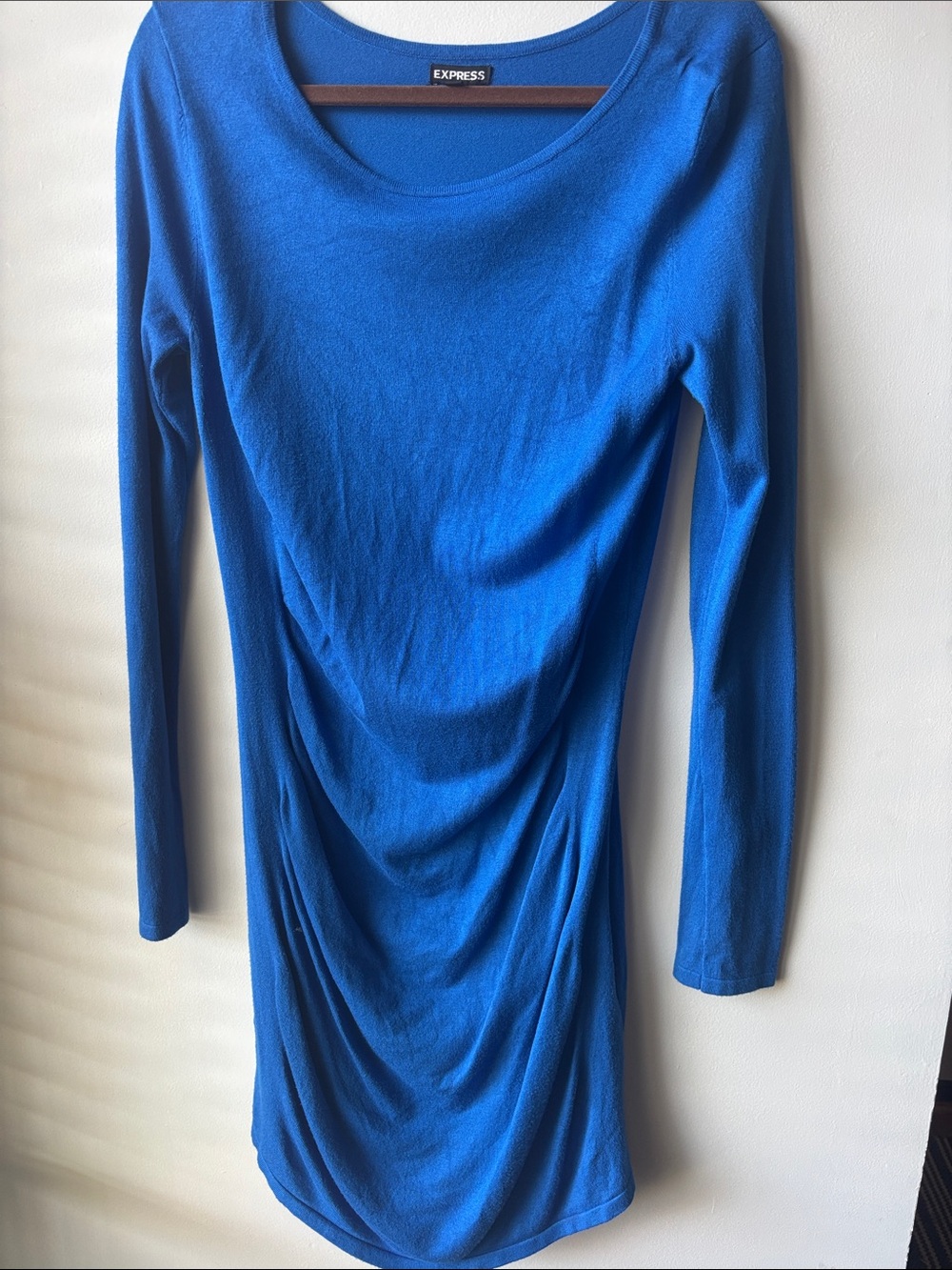 Express Long Sleeve Scoop-Neck Top in Cobalt Blue